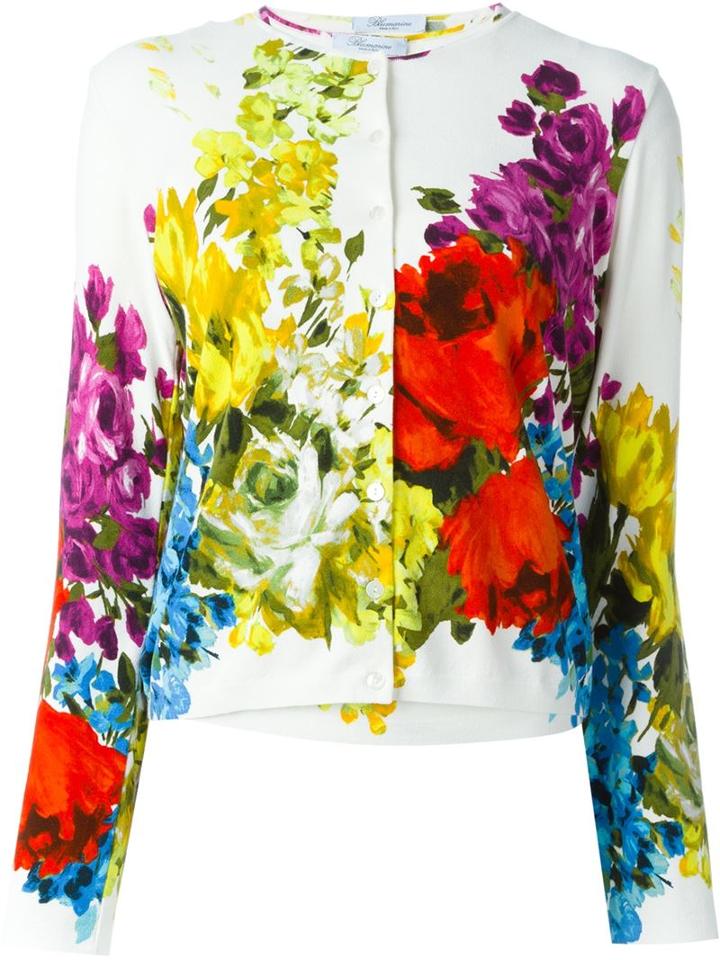 Blumarine Floral Twin-set Top & Cardigan