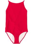 Burberry Kids Criss-cross Back One Piece - Red