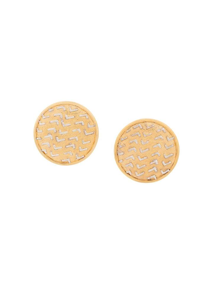 Susan Caplan Vintage 1980's Textured D'orlan Earrings - Gold