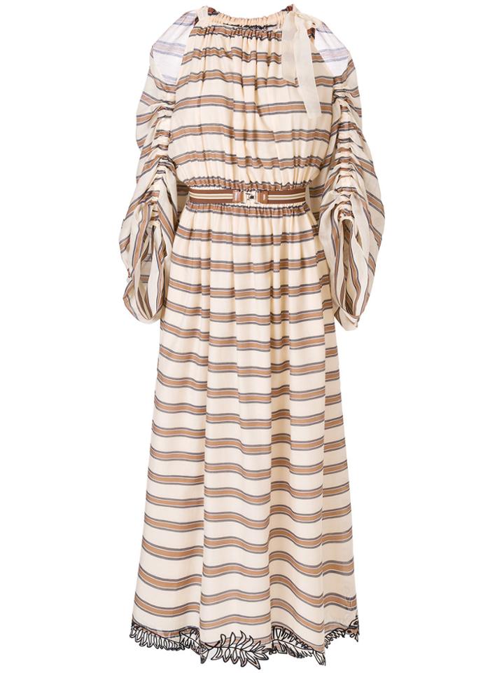 Fendi Striped Flared Dress - Nude & Neutrals