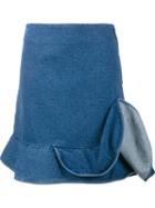 J.w.anderson Asymmetric Ruffle Hem Skirt, Women's, Size: 12, Blue, Cotton