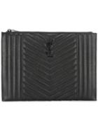 Saint Laurent Monogram Zipped Document Holder, Men's, Black, Leather