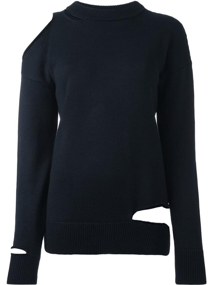 Erika Cavallini Cut-out Detailing Pullover, Women's, Size: Small, Blue, Acrylic/wool