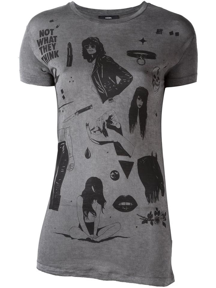 Diesel 'wady' T-shirt, Women's, Size: Medium, Grey, Viscose