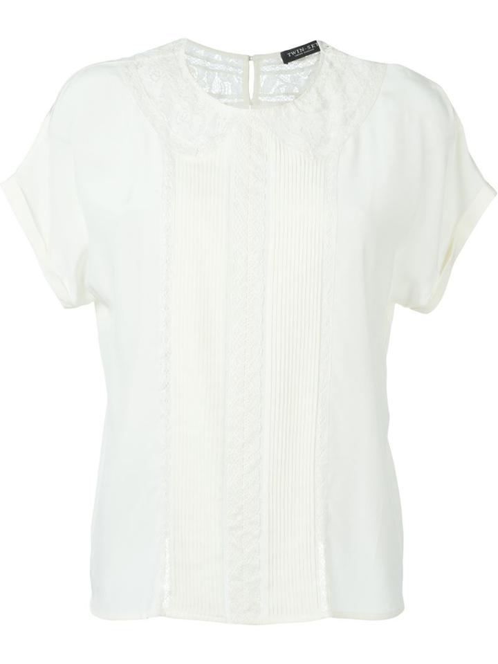 Twin-set Pleated Bib Shortsleeved Top