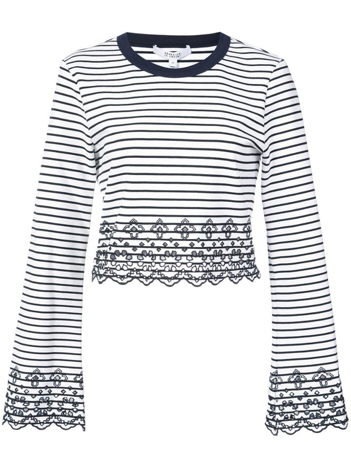 Derek Lam 10 Crosby Bell Sleeve Cropped Top With Eyelet Embroidery -
