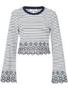 Derek Lam 10 Crosby Bell Sleeve Cropped Top With Eyelet Embroidery -