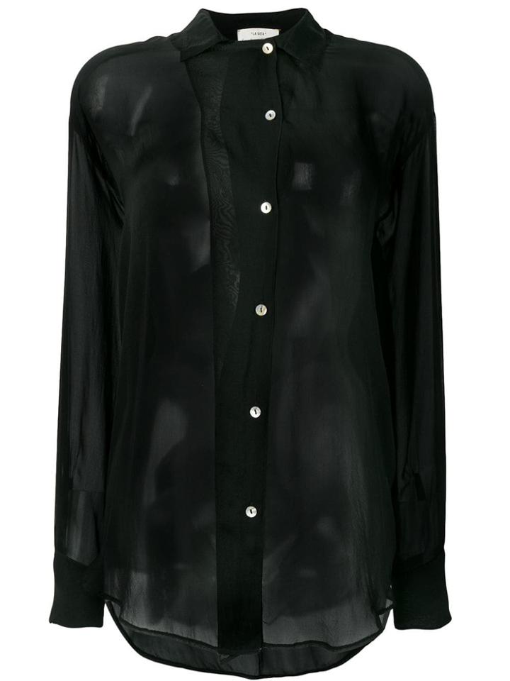 Forte Forte Band Collar Sheer Shirt - Black