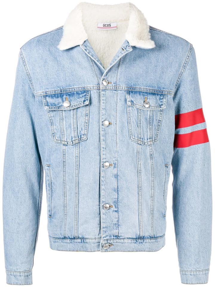 Gcds Logo Print Denim Jacket - Blue
