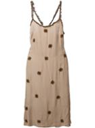 Jupe By Jackie Frayed Trim Embroidered Dress