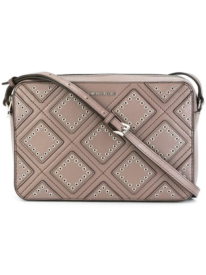 Michael Michael Kors Large 'jet Set Travel' Crossbody Bag, Women's, Grey, Calf Leather
