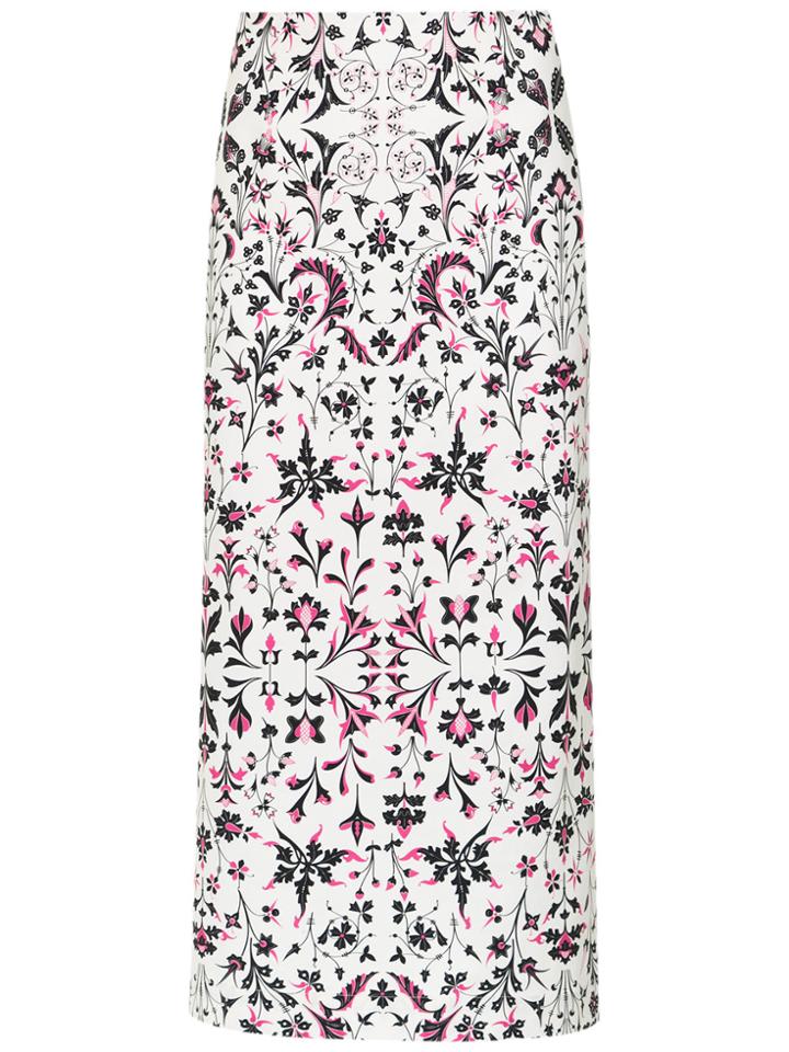 Reinaldo Lourenço Floral Print Midi Skirt - White