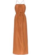 Three Graces Gwendoline Silk Strappy Dress - Brown