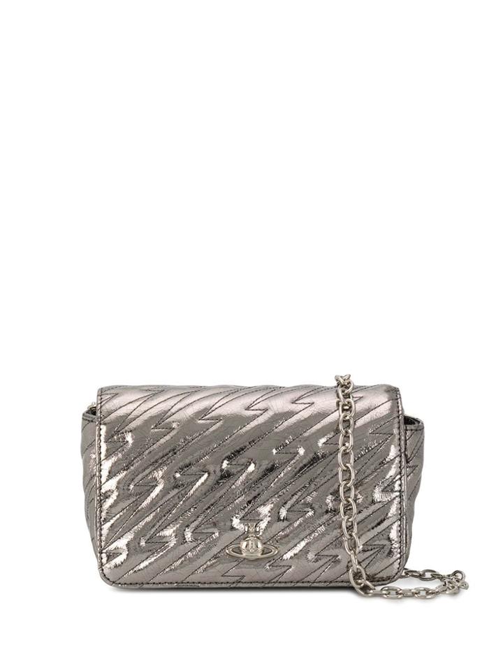 Vivienne Westwood Quilted Metallic Crossbody Bag - Silver