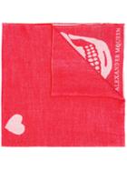 Alexander Mcqueen - Skull And Heart Print Scarf - Women - Silk/wool - One Size, Red, Silk/wool