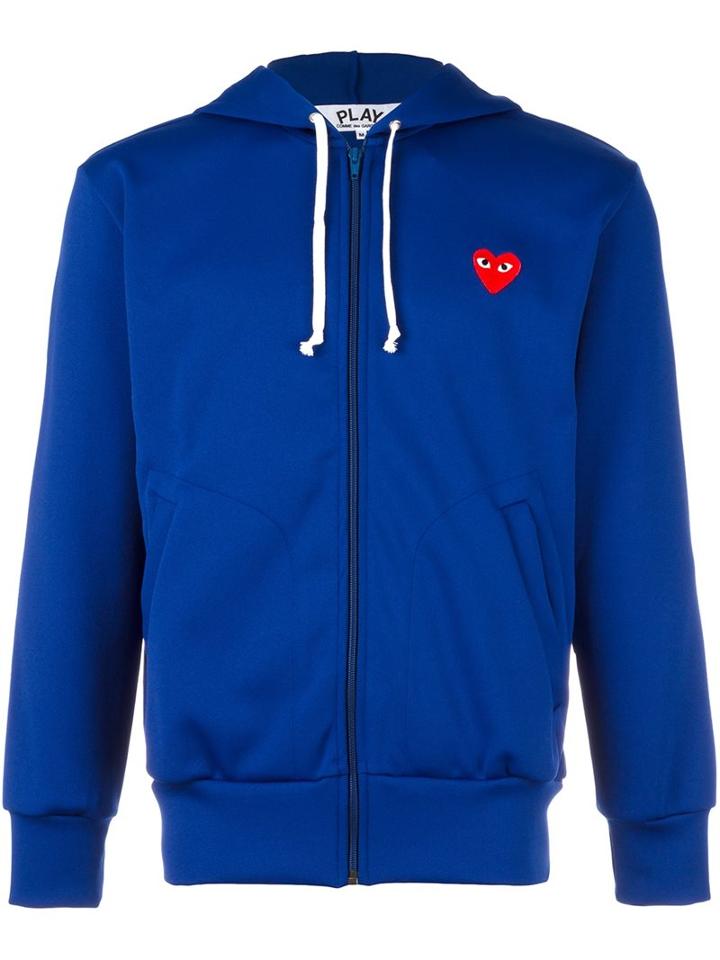 Comme Des Garçons Play Zip Up Hoodie, Men's, Size: Large, Blue, Polyester