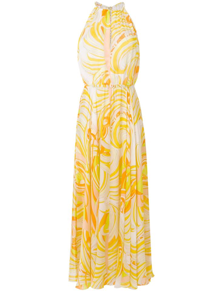 Emilio Pucci Printed Halterneck Maxi Dress - Yellow & Orange