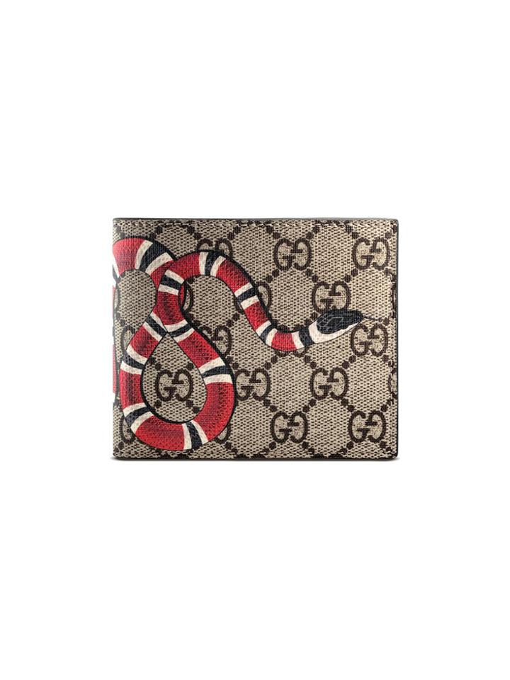 Gucci Kingsnake Print Gg Supreme Wallet - Neutrals