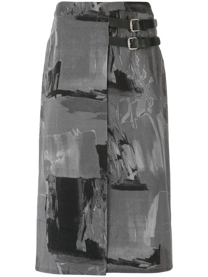 Uma Raquel Davidowicz - Belted Midi Skirt - Women - Cotton/spandex/elastane - 44, Grey, Cotton/spandex/elastane