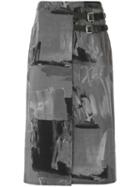 Uma Raquel Davidowicz - Belted Midi Skirt - Women - Cotton/spandex/elastane - 44, Grey, Cotton/spandex/elastane