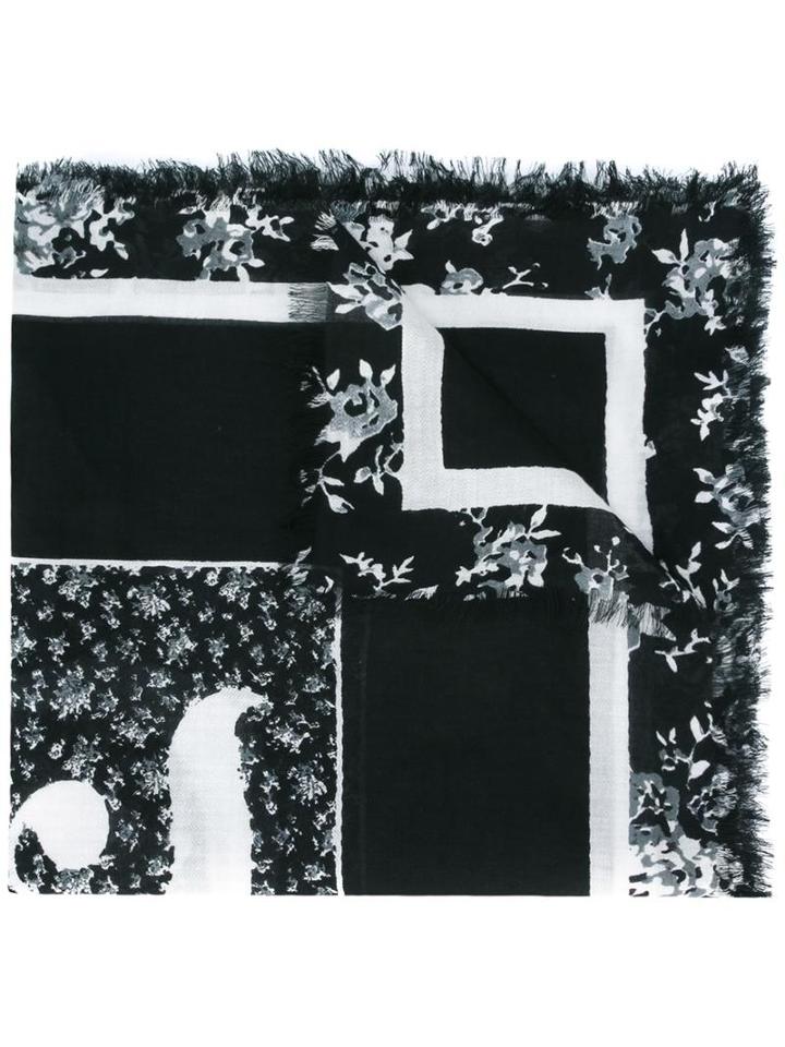 Mcq Alexander Mcqueen Floral Print Scarf, Women's, Black, Cotton/lyocell