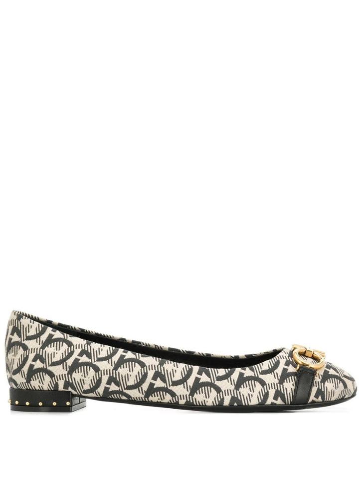 Salvatore Ferragamo Gancini Logo Ballet Flats - Black