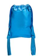 Attico Leather Metallic Bucket Bag - Blue