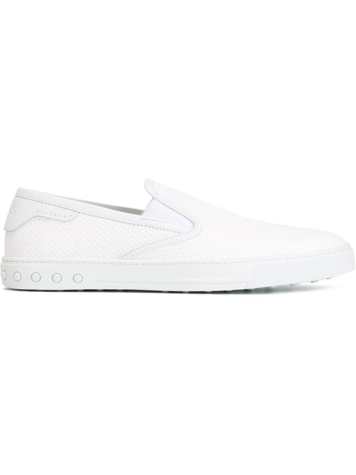 Tod S Slip-on Sneakers, Men's, Size: 11, White, Calf Leather/rubber