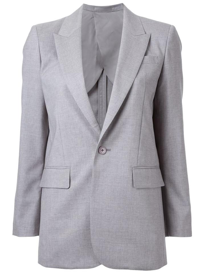 Cityshop Tropical Peaked Lapel Blazer, Women's, Size: 38, Grey, Cupro/wool