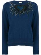 Fendi Cut Out Embroidered Heart Sweater - Blue