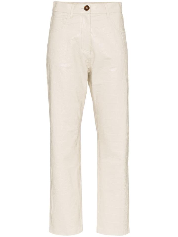 Nanushka Ivy Vegan Crocodile Trousers - Nude & Neutrals