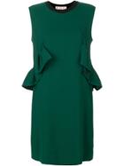 Marni Sleeveless Velvet Back Ruffle Dress - Green