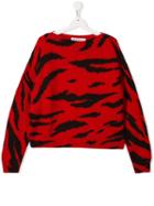 Philosophy Di Lorenzo Serafini Kids Teen Tiger Pattern Jumper - Red
