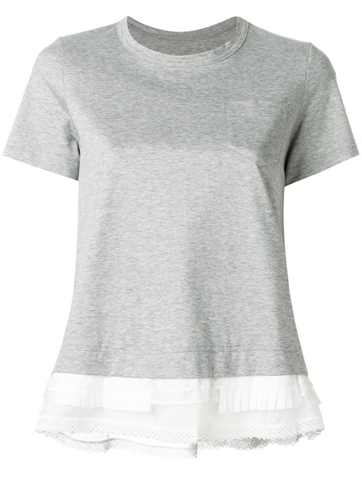Sacai Lace Panel T-shirt - Grey