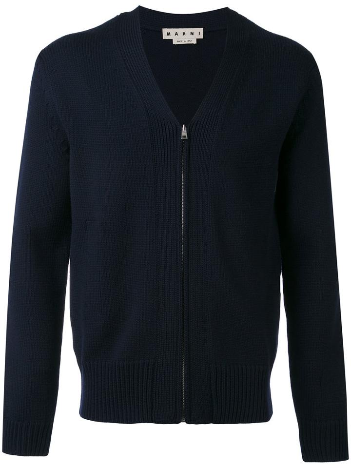 Marni - Knit Zipped Top - Men - Cotton/virgin Wool - 48, Blue, Cotton/virgin Wool