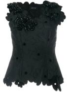 Simone Rocha Embellished Scalloped Edge Top - Black