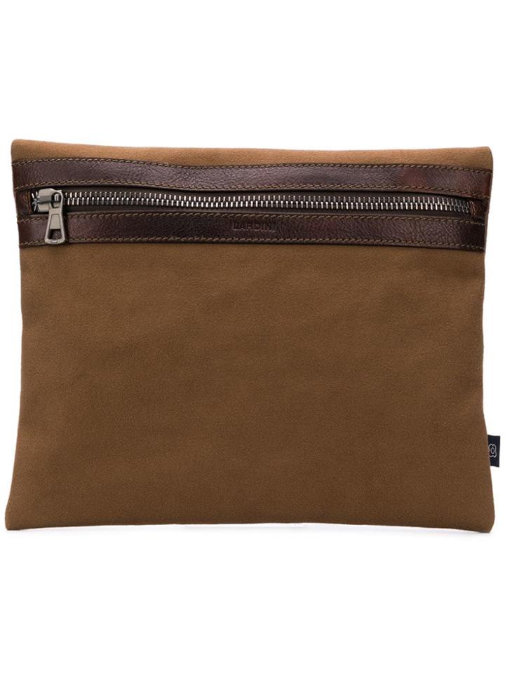 Lardini Top Zip Clutch Bag - Brown