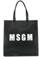 Msgm Logo Shopper Tote Bag - Black