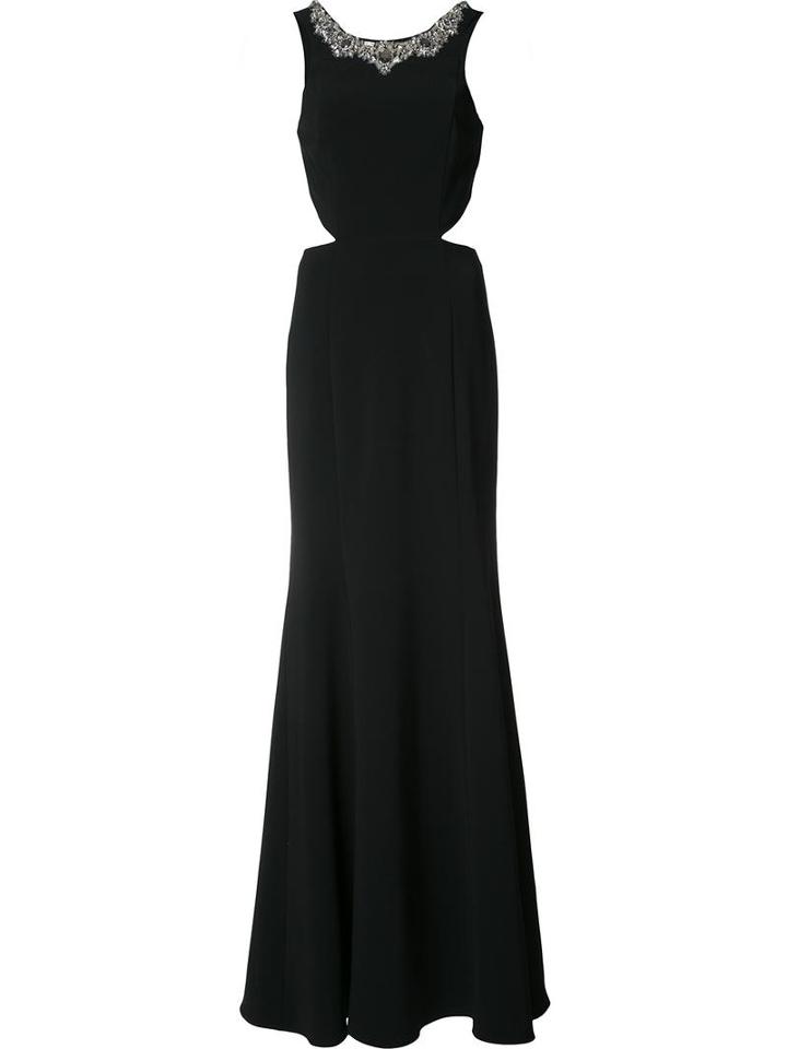 Marchesa Notte Embellished Collar Gown, Women's, Size: 14, Black, Polyester