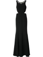 Marchesa Notte Embellished Collar Gown, Women's, Size: 14, Black, Polyester