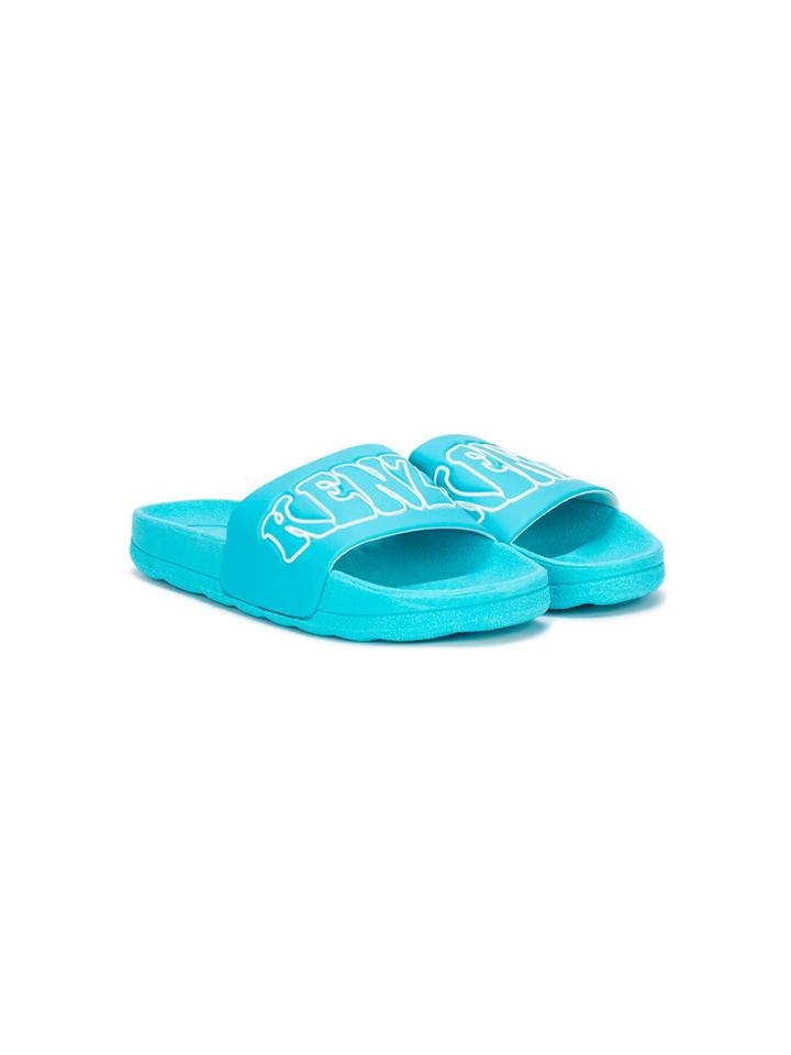 Kenzo Kids Teen Logo Strap Slides - Blue