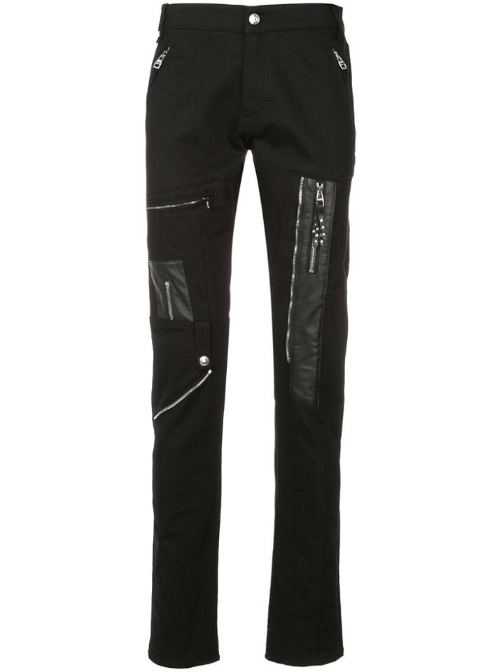 Alexander Mcqueen Zip Patched Trousers - Black
