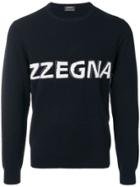 Z Zegna Logo Fine Knit Sweater - Black