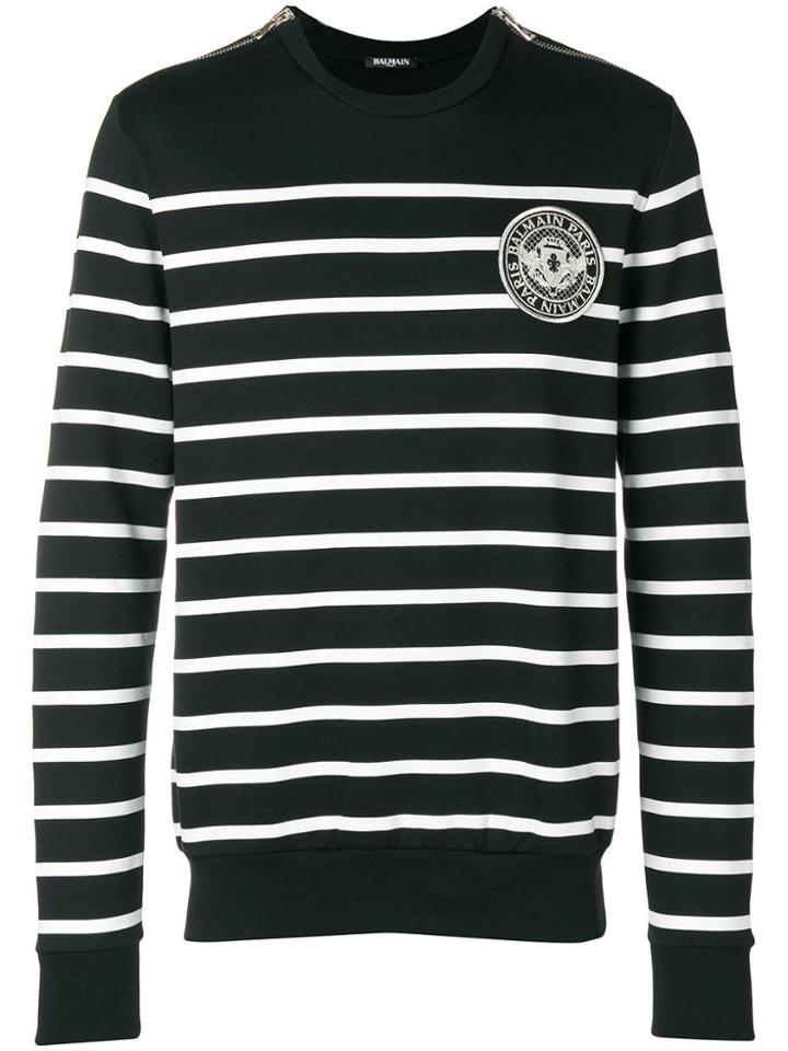 Balmain Striped Mariniere Sweater - Black