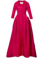 Carolina Herrera V Neck Neck Solid Faille Gown - Pink & Purple