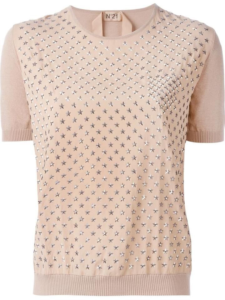 No21 Star Studded Top, Women's, Size: 46, Pink/purple, Cotton/acetate/silk/pvc