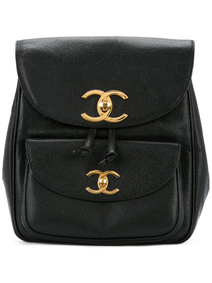 Chanel Vintage Cc Chain Backpack - Black