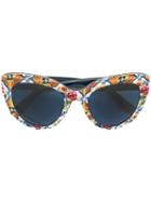 Dolce & Gabbana Majolica Print Sunglasses, Women's, Blue, Acetate