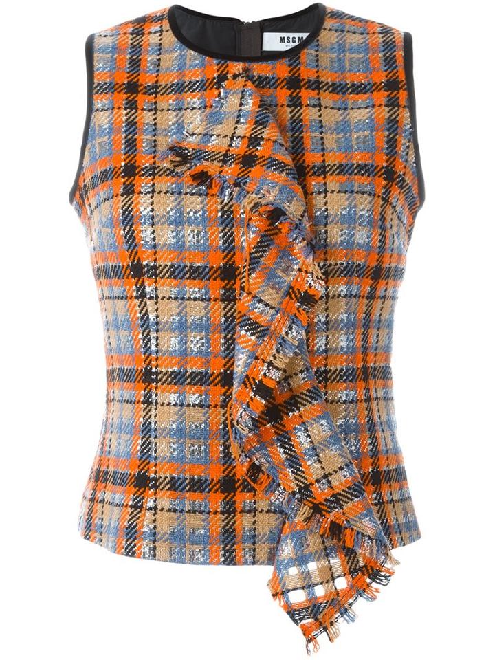 Msgm Draped Checked Tank