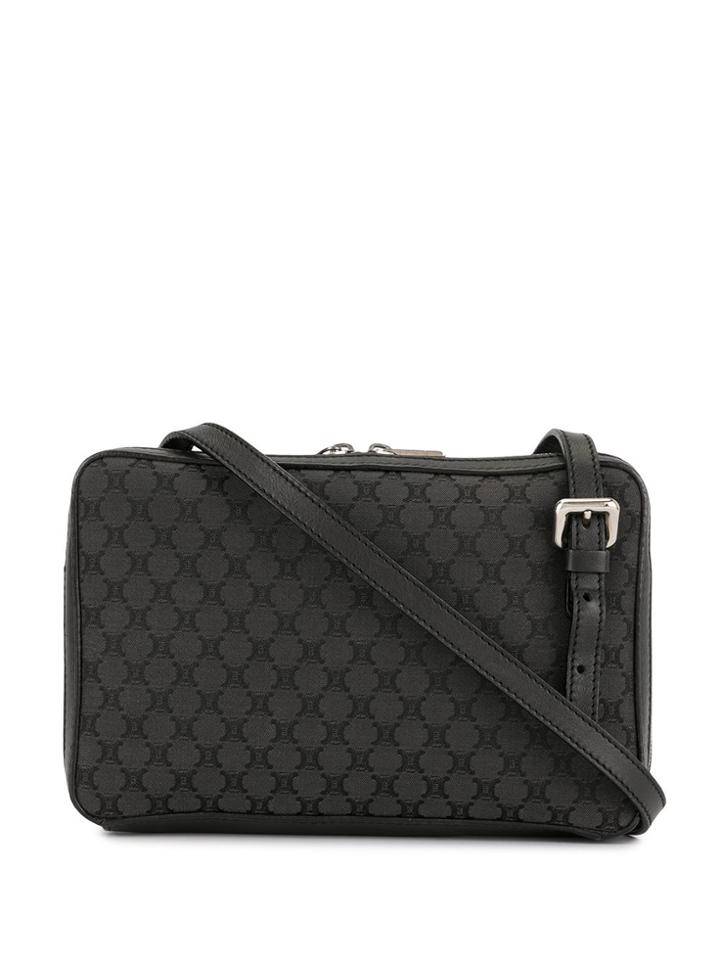 Céline Pre-owned Macadam Pattern Crossbody Bag - Black